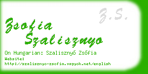 zsofia szalisznyo business card